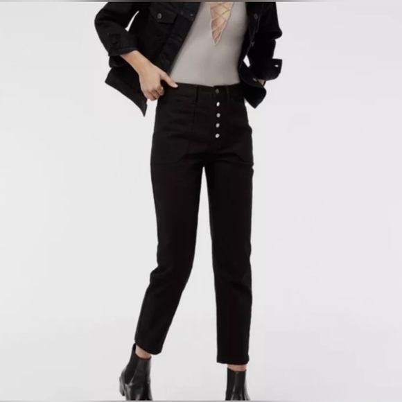 Aritzia Wilfred Free Button Front Mom Jeans Black Size 10 - Picture 2 of 8